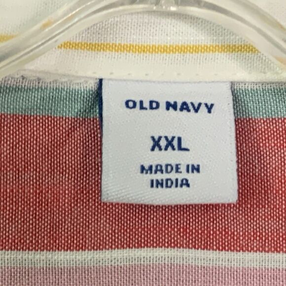 Old Navy Striped Shirt Women XXL Cap Sleeve Tie Waist Cool Summer Cotton Rayon - Picture 6 of 12